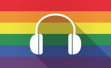 Uzun bir kulaklık ile eşcinsel gurur bayrak gölge