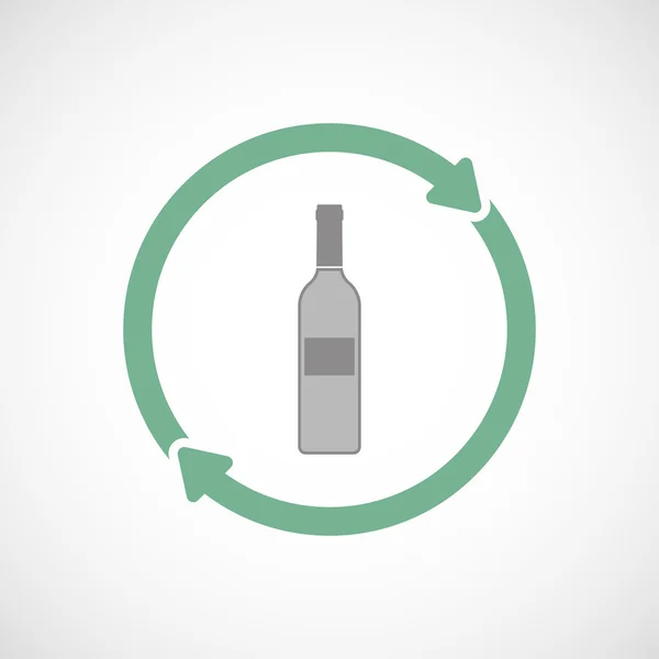 Reutilizar la línea de arte signo con una botella de vino — Archivo Imágenes Vectoriales