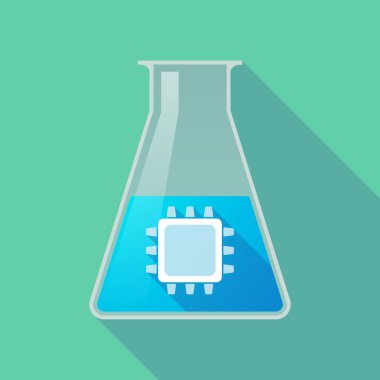 Uzun gölge kimyasal test tüpü ile bir cpu