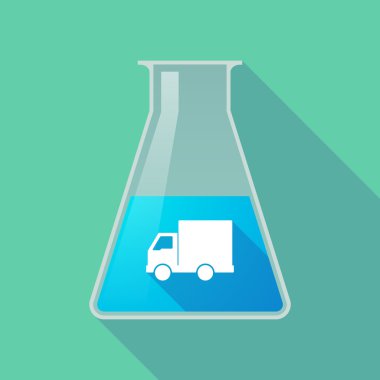 Uzun gölge kimyasal test tüpü bir kamyon ile