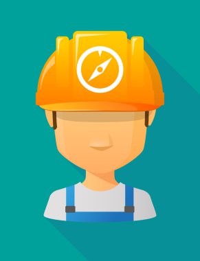 Worker male avatar wearing a safety helmet with a compass
