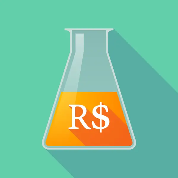 Длинная теневая химическая пробирка с бразильской реальной валютой — стоковый вектор