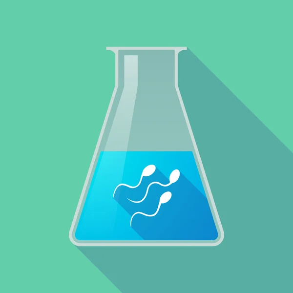 Uzun gölge kimyasal test tüpü sperm hücreleri ile — Stok Vektör