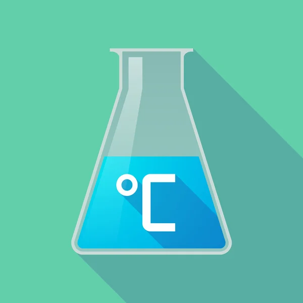 Uzun gölge kimyasal test tüpü celsius derece işareti ile — Stok Vektör