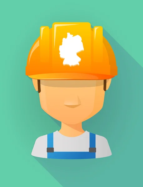 Arbeiter männlichen Avatar trägt einen Schutzhelm mit einer Karte der deutschen — Stockvektor