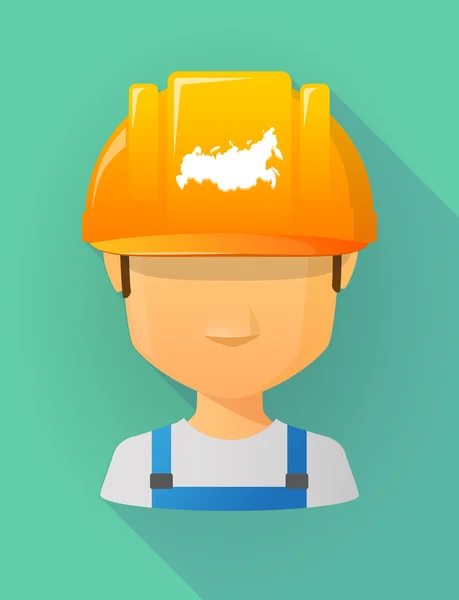 Avatar masculino trabajador con un casco de seguridad con un mapa de Rusia — Archivo Imágenes Vectoriales