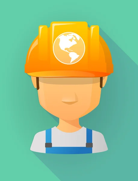 Avatar masculino trabajador con un casco de seguridad con un América regio — Vector de stock