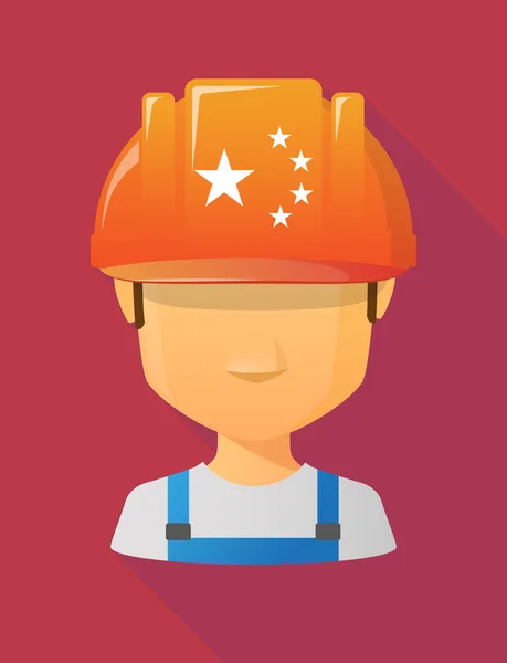 Mannelijke avatar werknemer het dragen van een veiligheidshelm met de vijf sterren — Stockvector