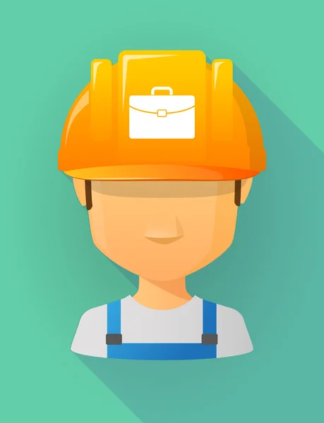 Hombre trabajador avatar con un casco de seguridad con un maletín — Vector de stock