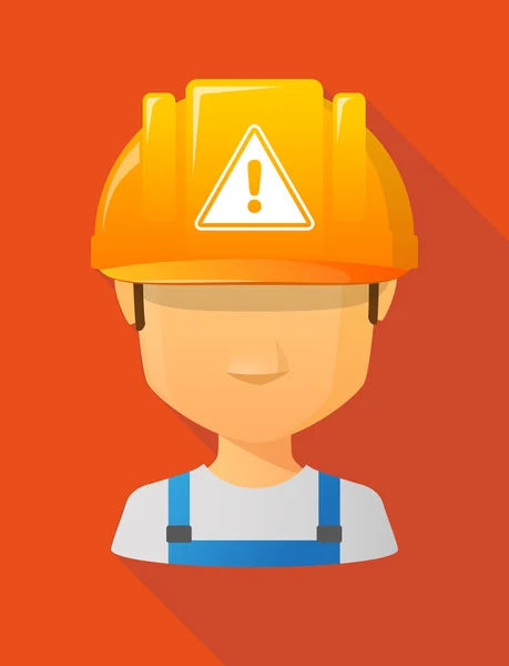 Worker male avatar wearing a safety helmet with a warning signal — Stockvector