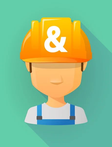Trabajador avatar masculino con un casco de seguridad con un ampersand — Vector de stock