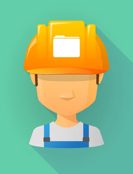 Avatar masculino trabajador con un casco de seguridad con una carpeta — Vector de stock