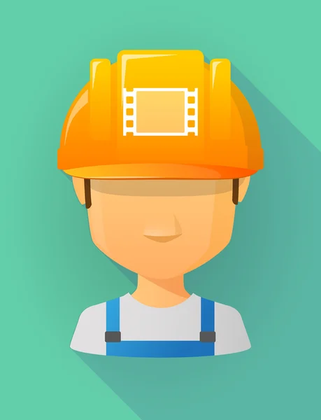 Avatar masculino trabajador con un casco de seguridad con un fotograma de película — Vector de stock