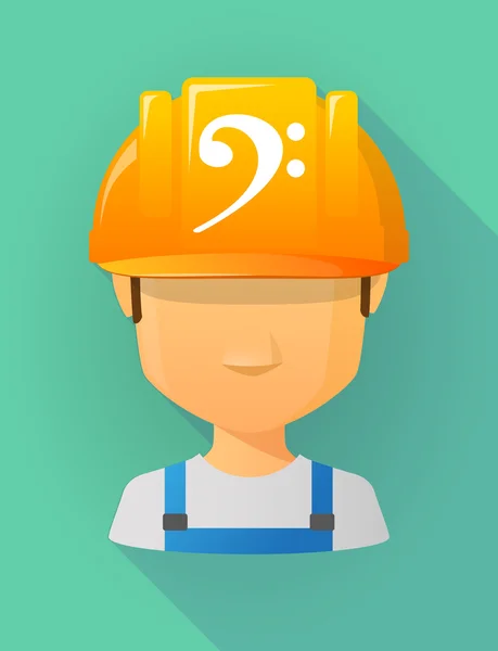 Worker male avatar wearing a safety helmet with an F clef — ストックベクタ