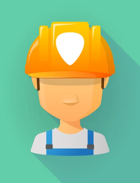 Worker male avatar wearing a safety helmet with a plectrum — Stockvector