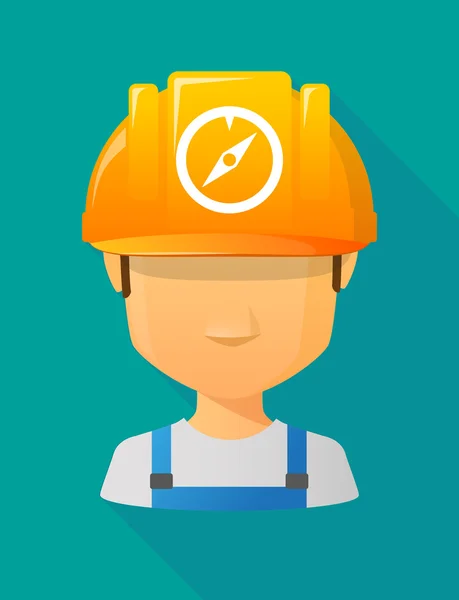 Worker male avatar wearing a safety helmet with a compass — Stockvector