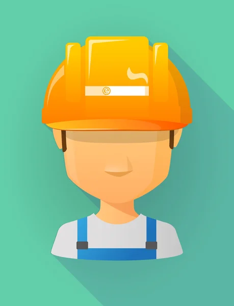 Worker male avatar wearing a safety helmet with an electronic ci — Stockvector