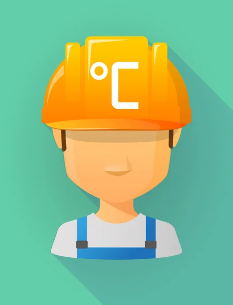 Avatar masculino trabajador con un casco de seguridad con un grado celsius — Archivo Imágenes Vectoriales