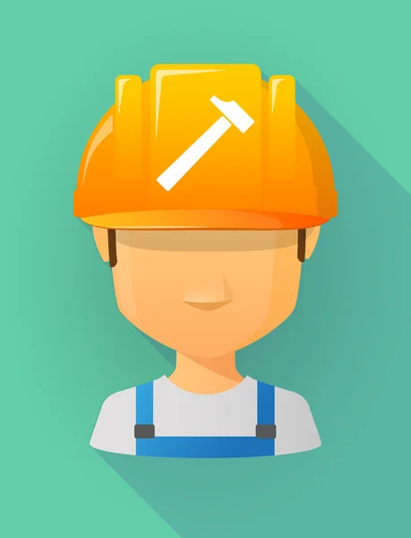 Worker male avatar wearing a safety helmet with a hammer — Stockvector