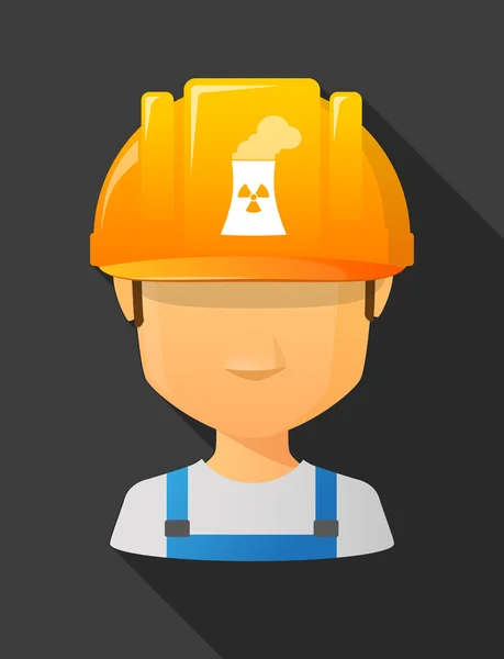 Worker male avatar wearing a safety helmet with a nuclear power — Stockvector