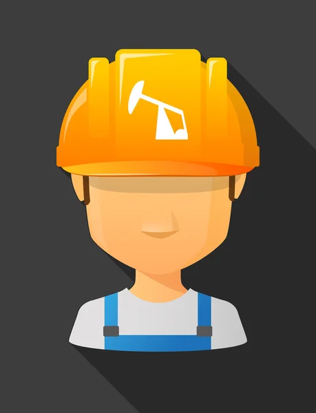 Worker male avatar wearing a safety helmet with a horsehead pump — Stockvector