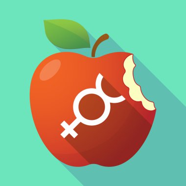 Uzun gölge Kırmızı elma simgesi Merkür gezegeni simgesiyle