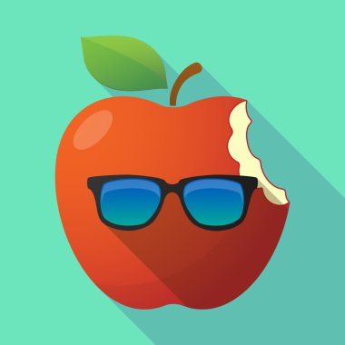 Uzun gölge Kırmızı elma simgesi ile bir güneş gözlüğü simgesi