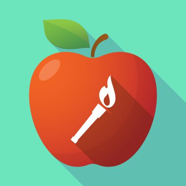 Uzun bir meşale simgesi ile gölge Kırmızı elma simgesi