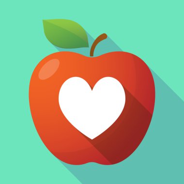 Uzun gölge Kırmızı elma simgesi kalp poker oyun kağıdı sı ile