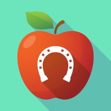 Uzun gölge Kırmızı elma simgesi bir at nalı işareti ile