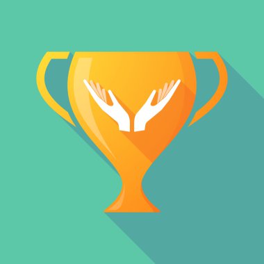 Uzun gölge Ödülü Kupası simgesi iki elle sunan