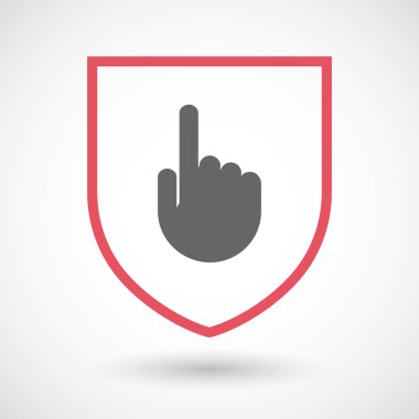 İzole satırı sanat kalkan simgesi ile işaret eden bir ele