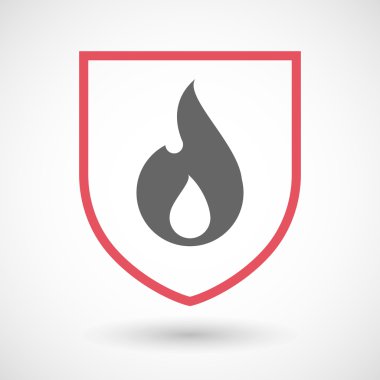 Bir alev ile izole hat sanat kalkan simgesi