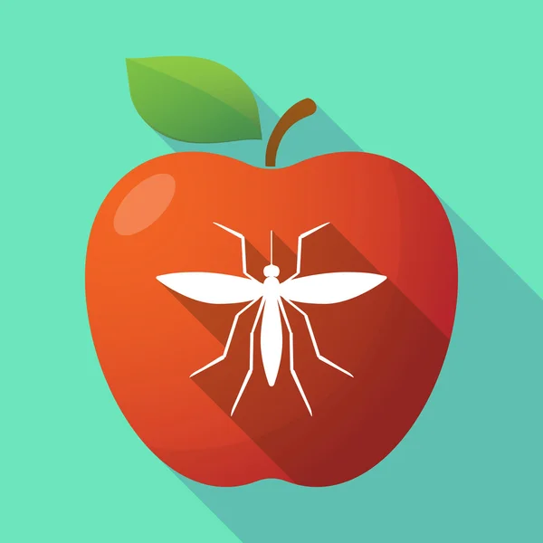 Langer Schatten roter Apfel mit einer Mücke — Stockvektor