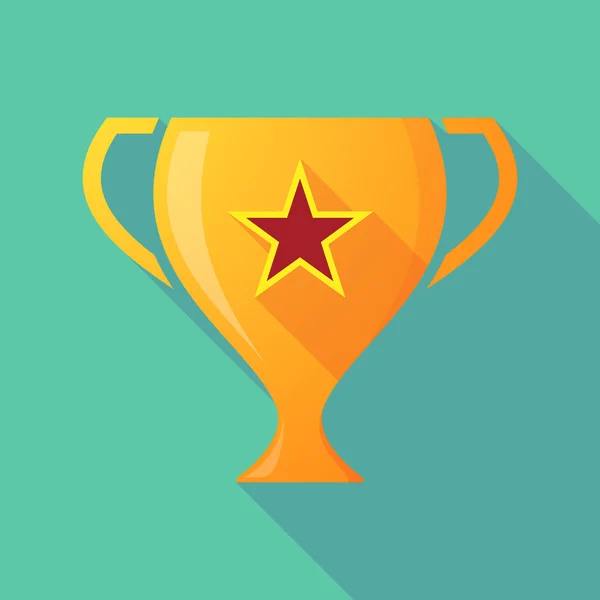 Lange schaduw award cup icoon met de rode ster van communisme pictogram — Stockvector
