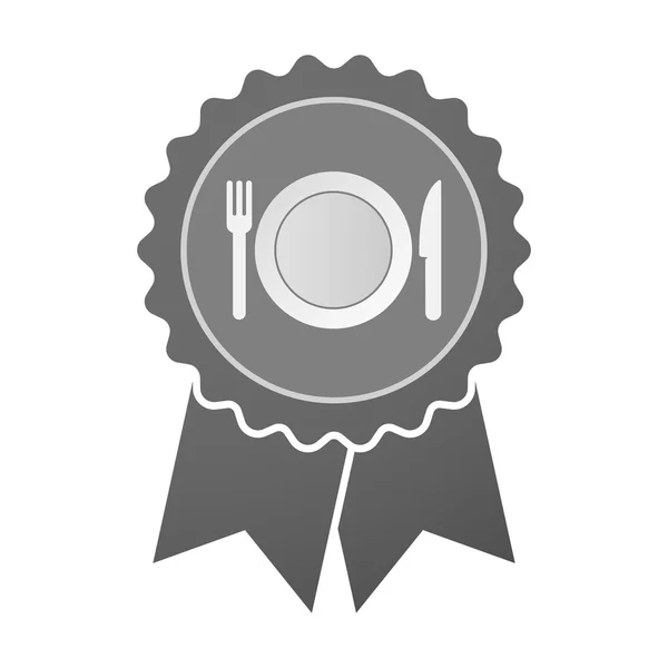 Distintivo di premiazione isolato con piatto, coltello e icona a forchetta — Vettoriale Stock