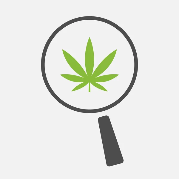 Isolated magnifier icon with a marijuana leaf — Stock Vector