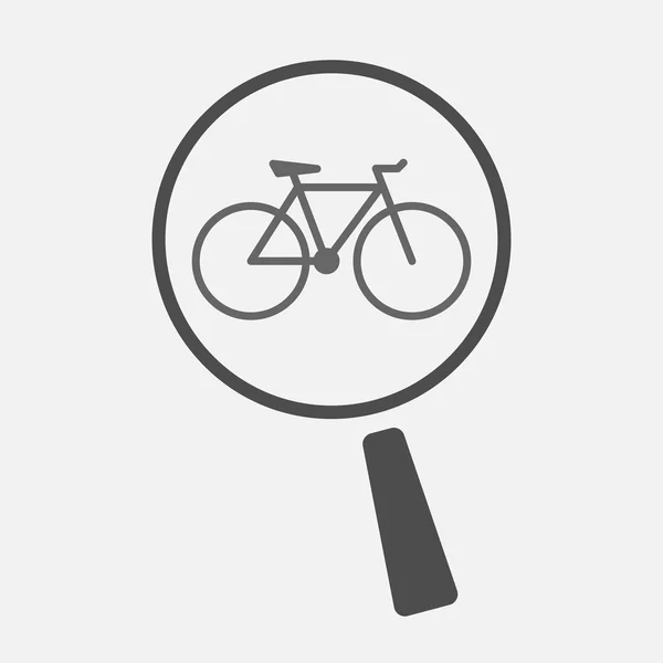 Icona lente d'ingrandimento isolata con bicicletta — Vettoriale Stock