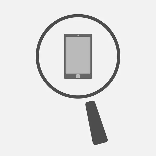 Izolované Lupa ikona s chytrý telefon — Stockový vektor