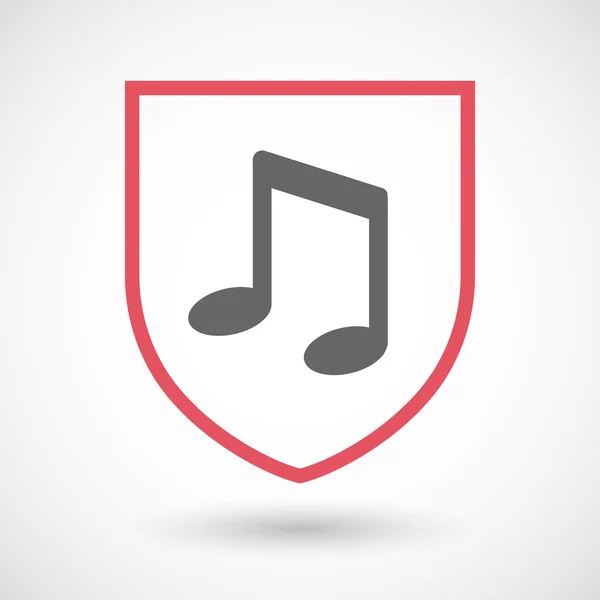 Isolated line art shield icon with a note music — Stock Vector