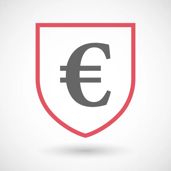 Isolé ligne icône de bouclier d'art avec un signe euro — Image vectorielle