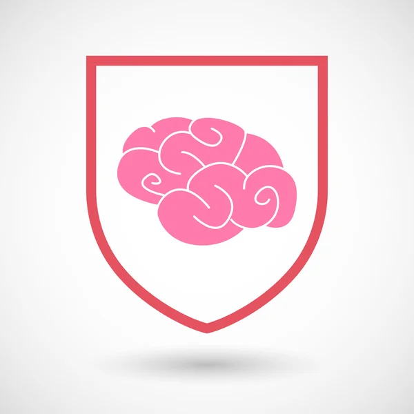 Isolé icône de bouclier d'art de ligne avec un cerveau — Image vectorielle