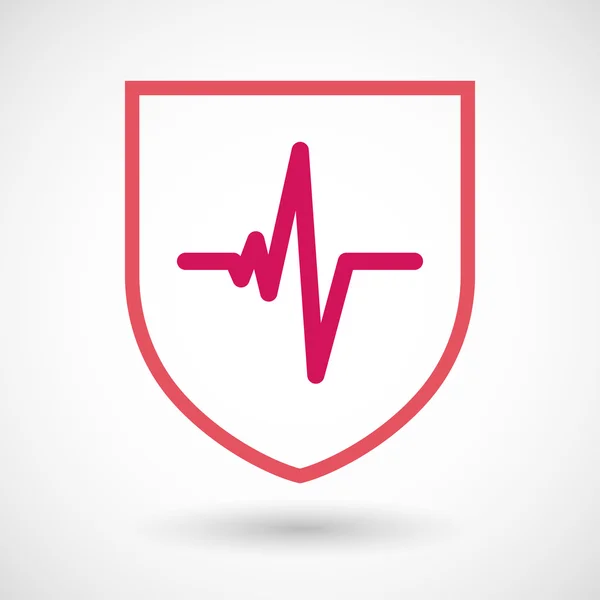 Isolated line art shield icon with a heart beat sign — Stock Vector