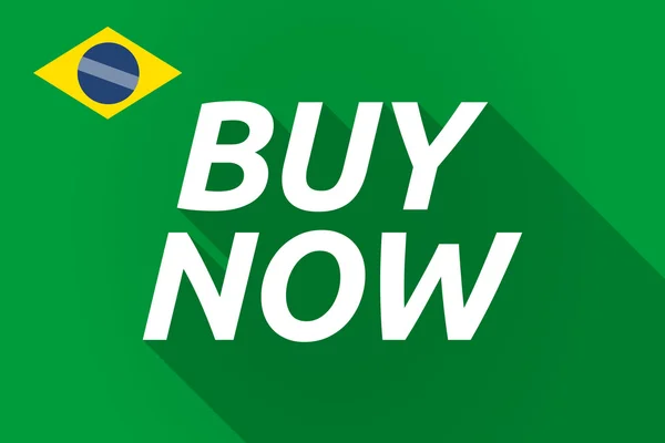 テキストを今すぐ購入すると長く影ブラジルの国旗 — ストックベクタ