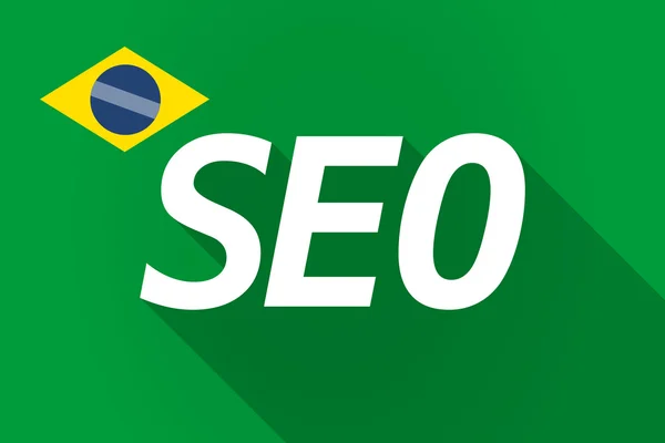 Långa skugga Brasilien flagga med texten Seo — Stock vektor