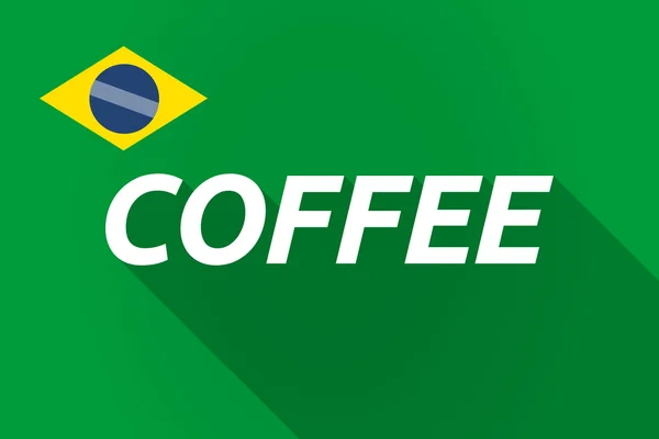 Bandeira de longa sombra do Brasil com o texto COFFEE — Vetor de Stock