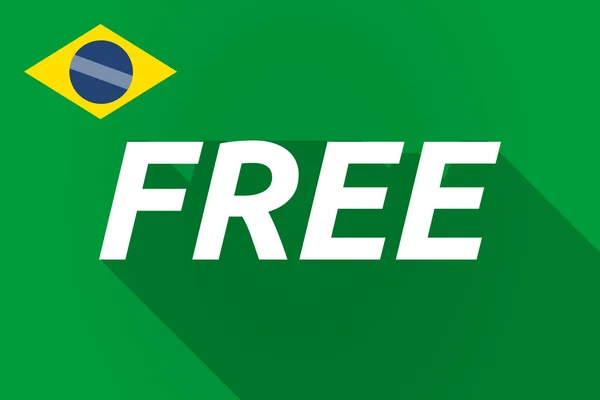 Långa skugga Brasilien flagga med texten Free — Stock vektor