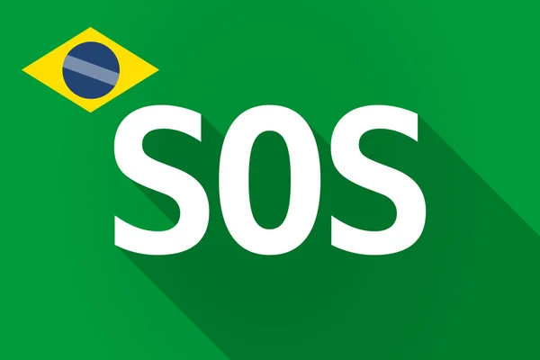 Langer Schatten brasilianische Fahne mit dem Text sos — Stockvektor