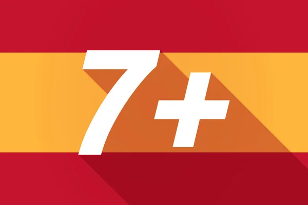 Bandeira de Espanha de sombra longa com o texto 7 + — Vetor de Stock