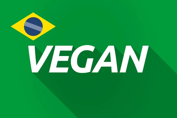 Довгі тіні Бразилії прапор з текстом Vegan — стоковий вектор